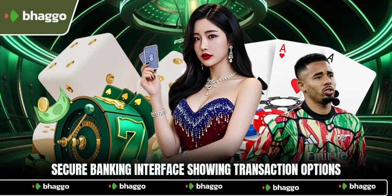 Secure banking interface showing transaction options